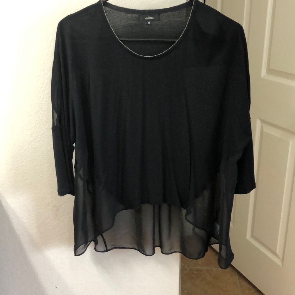 3/4 sleeve black top